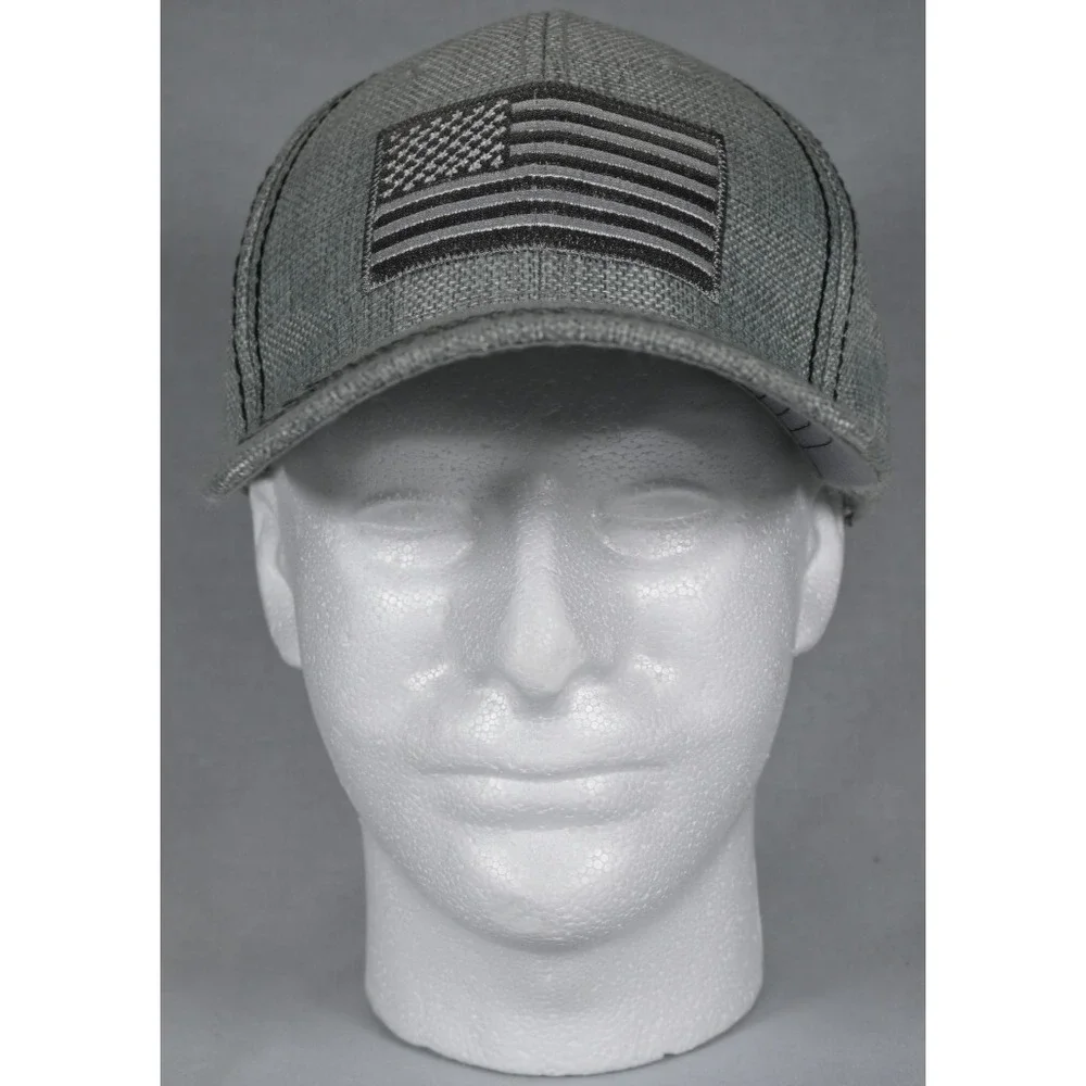 Light Gray American Flag Snapback Hat Adjustable Cap Patriotic